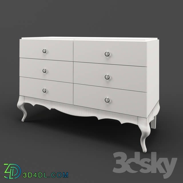 Sideboard _ Chest of drawer - OM Chest Fratelli Barri VENEZIA in pearl cream lacquer finish_ legs and base in silver leaf trim