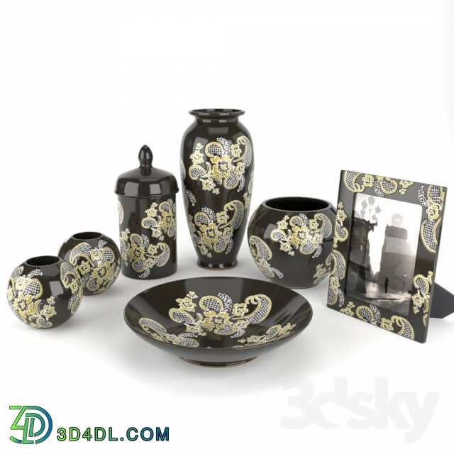 Decorative set - Black ceramic living room set Konstar