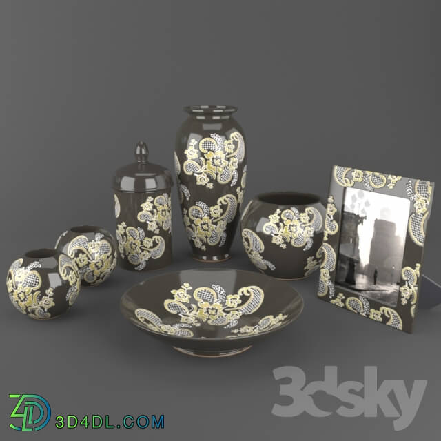 Decorative set - Black ceramic living room set Konstar