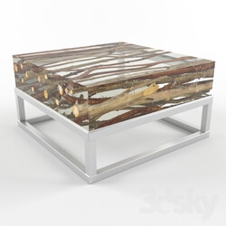 Table - Kisimi Acrylic Coffee Table with Metal Base 