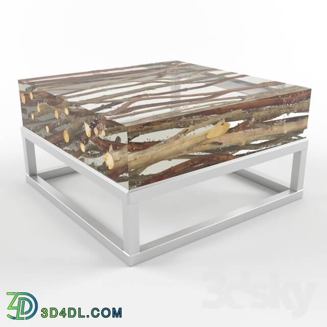 Table - Kisimi Acrylic Coffee Table with Metal Base