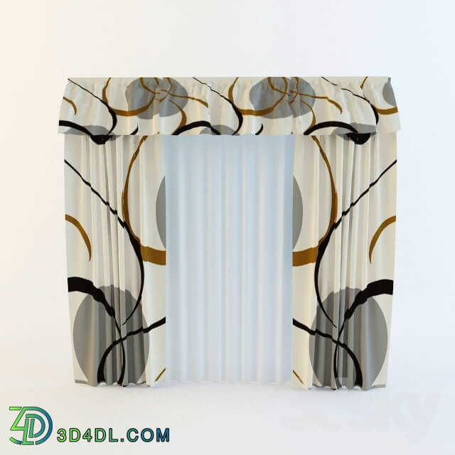 Curtain - Beige curtains with pattern