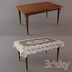 Table - Classic desk with table cloth 