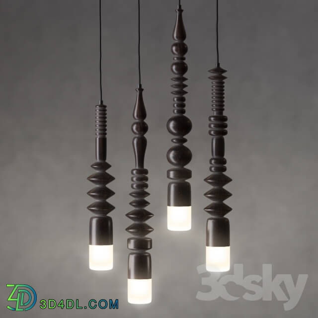 Ceiling light - Kit turned wooden lamps