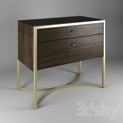 Sideboard _ Chest of drawer - Patrick Rustic Antique Brass Oak Wood Nightstand 