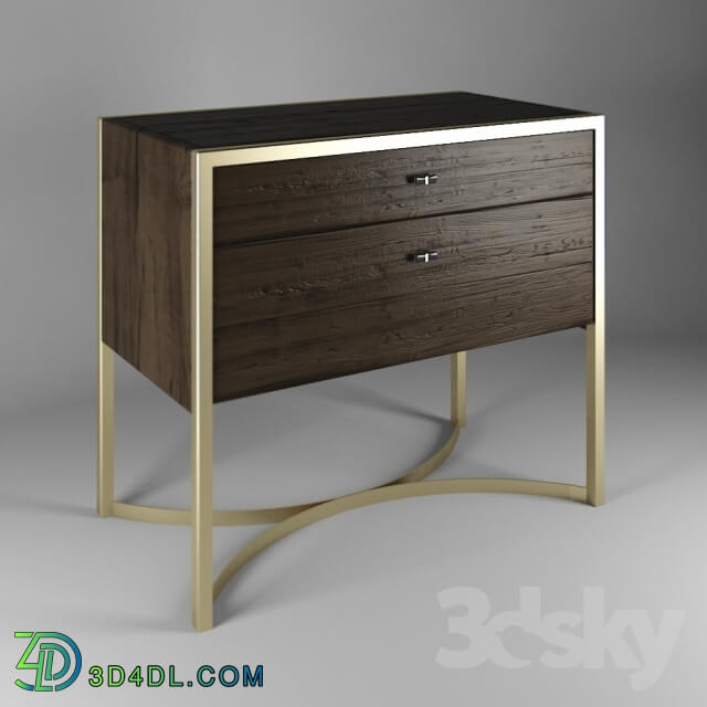 Sideboard _ Chest of drawer - Patrick Rustic Antique Brass Oak Wood Nightstand