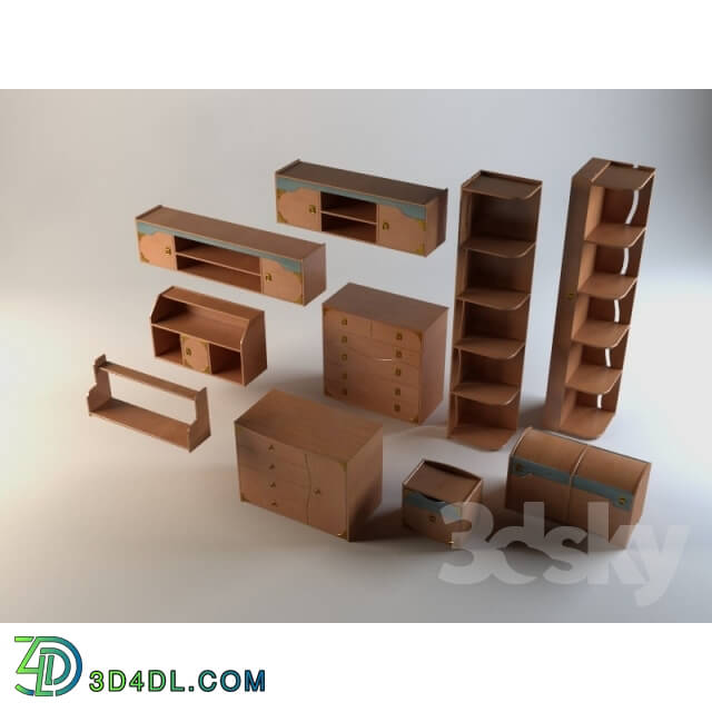 Full furniture set - chests of drawers_ shelves-Kapitan_