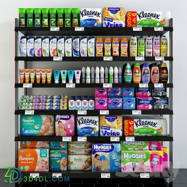 Shop - Shelving with hygiene products