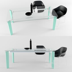 Table _ Chair - B _ B Italia Oskar table glass top 