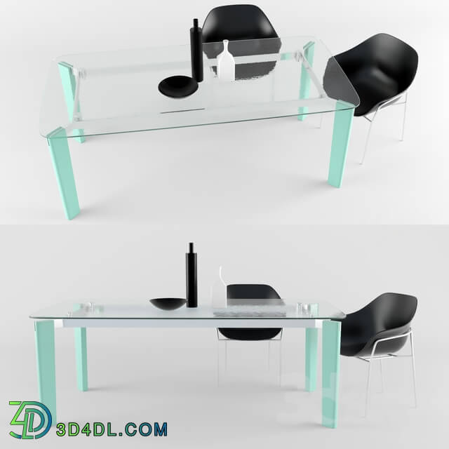 Table _ Chair - B _ B Italia Oskar table glass top