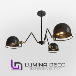 Ceiling light - _OM_ Suspended loft lamp Lumina Deco Valmonti W3 black 