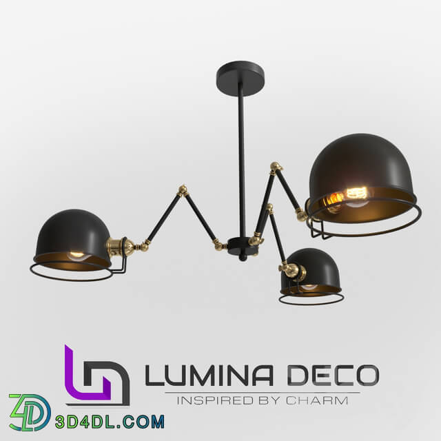Ceiling light - _OM_ Suspended loft lamp Lumina Deco Valmonti W3 black