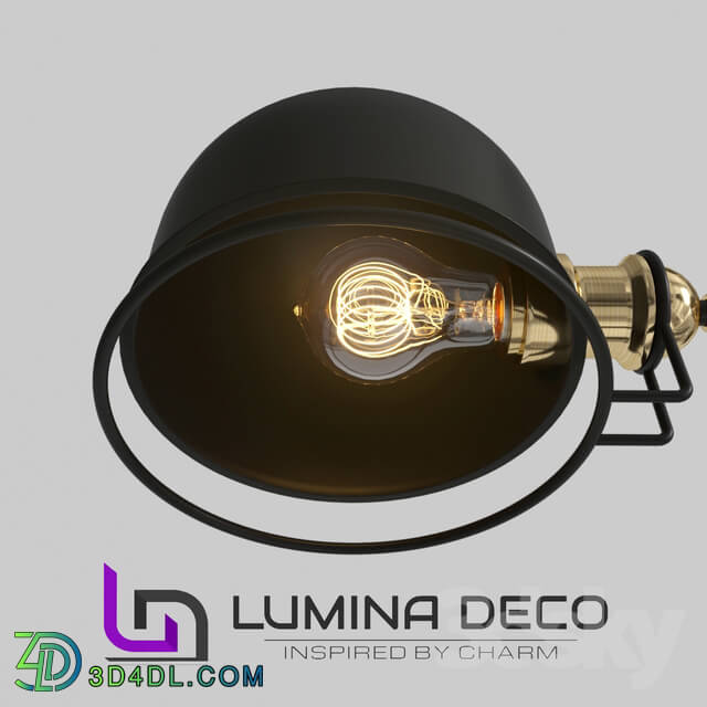 Ceiling light - _OM_ Suspended loft lamp Lumina Deco Valmonti W3 black