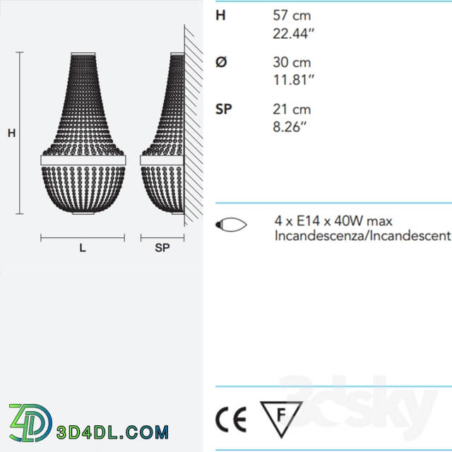 Wall light - Masiero IMPERO-DECO VE 864 A4 INC