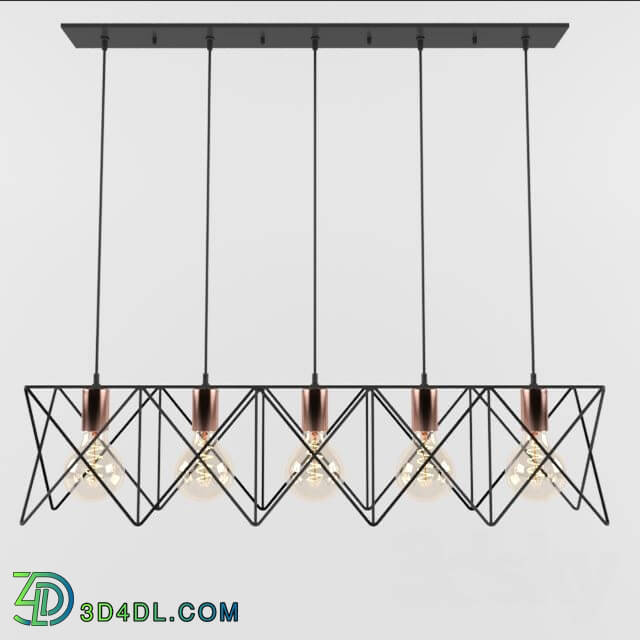 Ceiling light - Midi 5 Light Bar Pendant Black