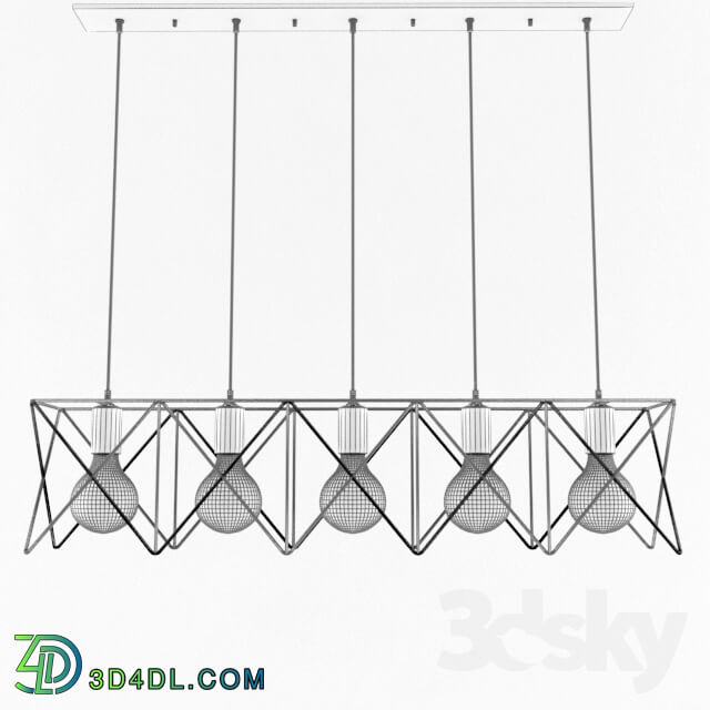 Ceiling light - Midi 5 Light Bar Pendant Black