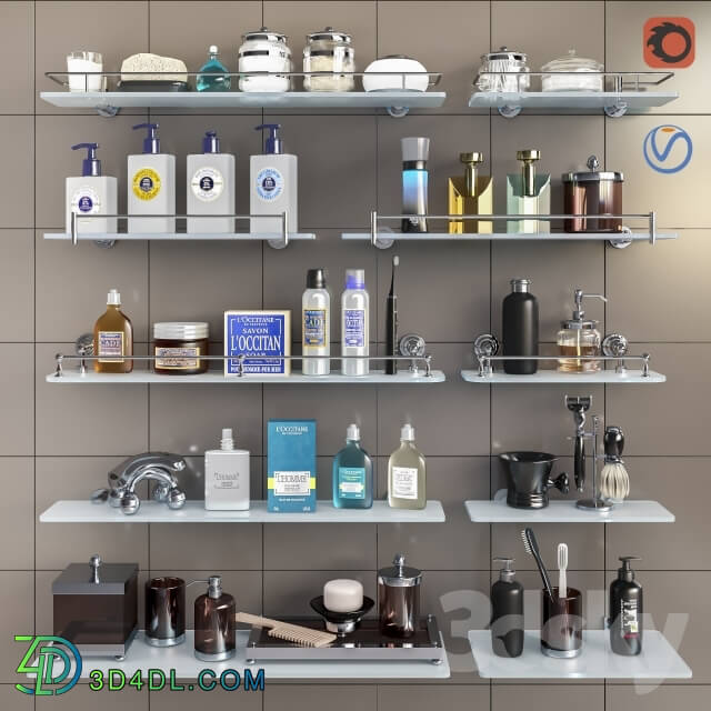 Bathroom accessories - Set of cosmetics_ accessories and shelves for bathroom set 3
