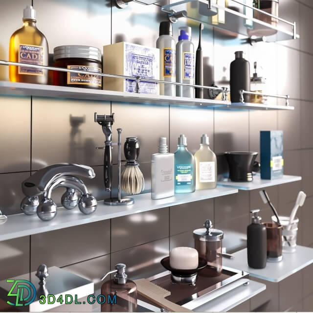 Bathroom accessories - Set of cosmetics_ accessories and shelves for bathroom set 3