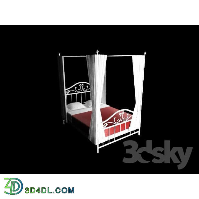 Bed - Cast iron bed with canopy