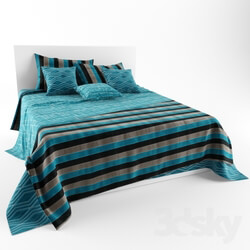 Bed - bedspread with pillows 