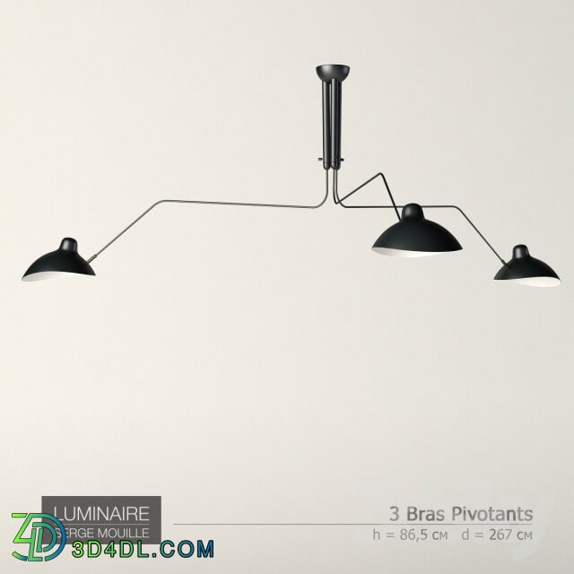 Ceiling light - Plafonnier 3 bras pivotants