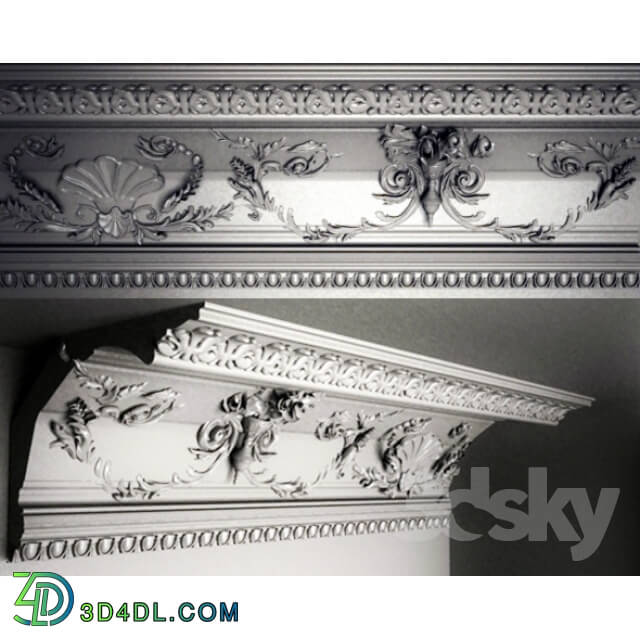 Decorative plaster - cornice with mouldings