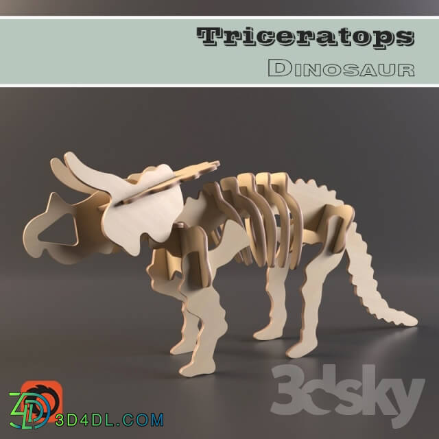 Toy - Prefabricated wooden model Triceratops