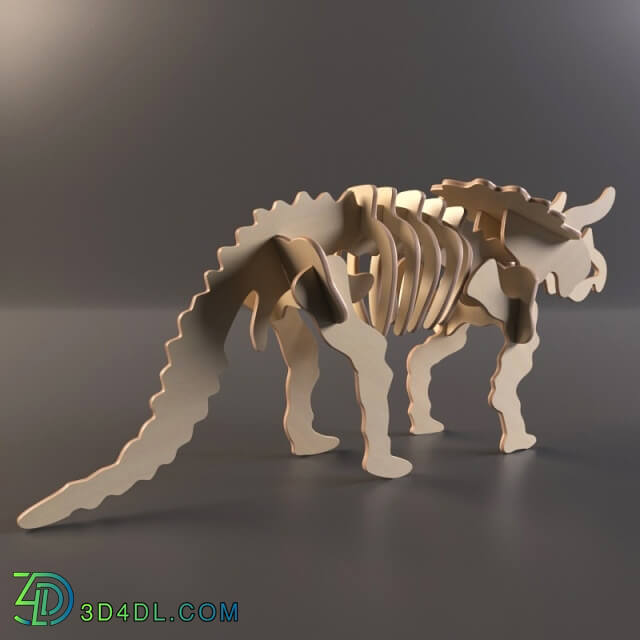 Toy - Prefabricated wooden model Triceratops