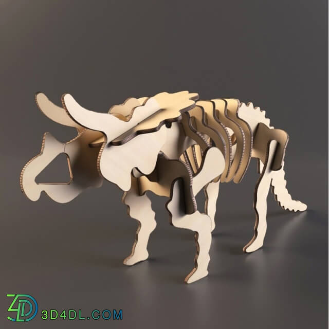 Toy - Prefabricated wooden model Triceratops