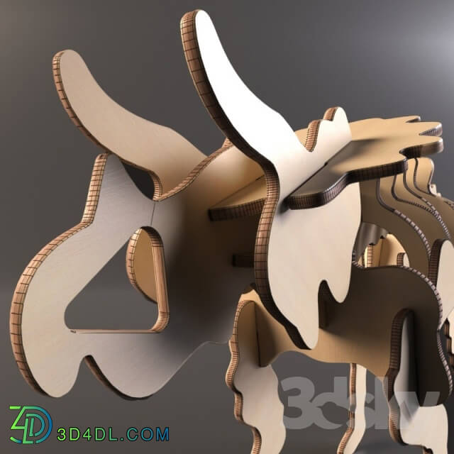 Toy - Prefabricated wooden model Triceratops