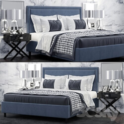 Bed - Bed TOV Furniture Reed Navy Velvet Tufted 