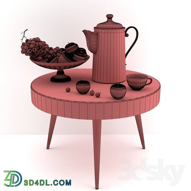 Food and drinks - Decorative set with vintage coffee pot