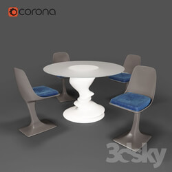 Table _ Chair - Roche Bobois _ SISMIC DINING SET _ ARUM CHAIRS 