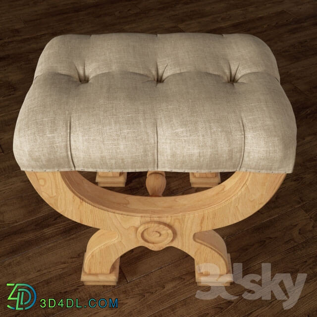 Other soft seating - Neoclassical Rondelle Tufted Burlap