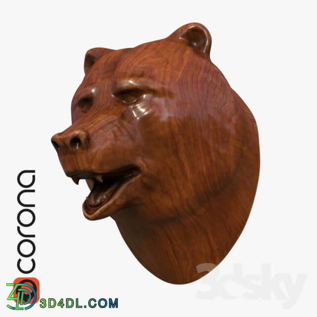 Sculpture - bear head wooden