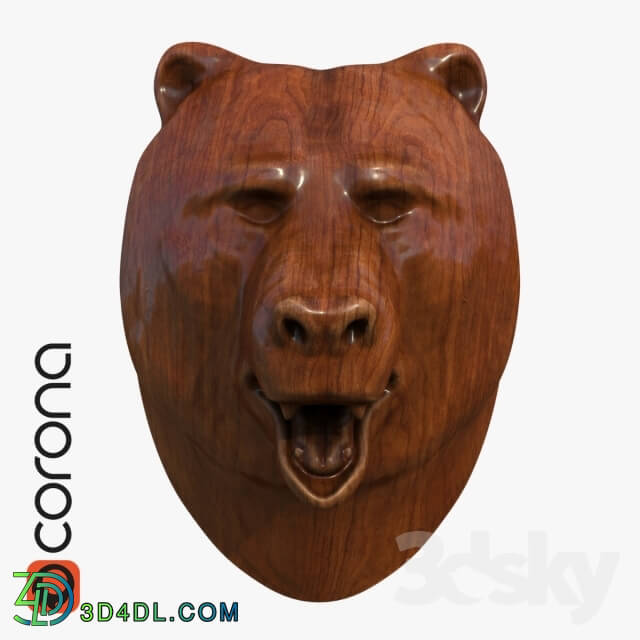 Sculpture - bear head wooden