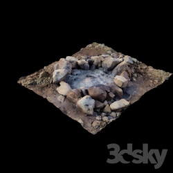 Other architectural elements - 3D scan stone wood fireplace 