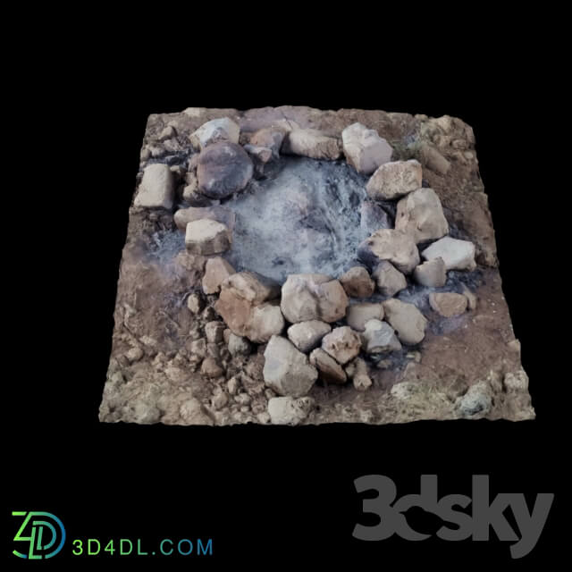 Other architectural elements - 3D scan stone wood fireplace