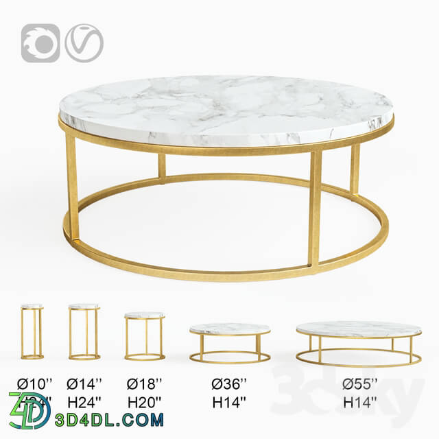 Table - Restoration Hardware NICHOLAS MARBLE ROUND TABLES _cocktail_ side_ coffee_