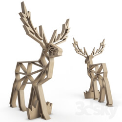 Sculpture - Wooden Deer Sculpture 