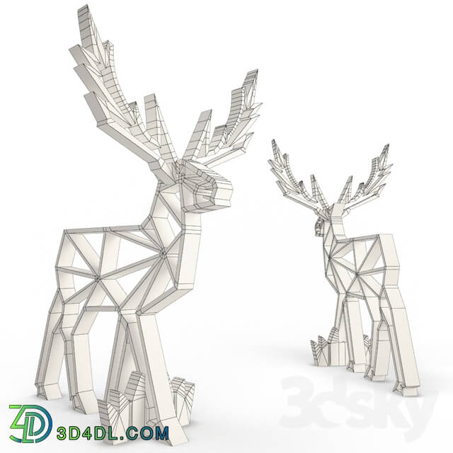 Sculpture - Wooden Deer Sculpture