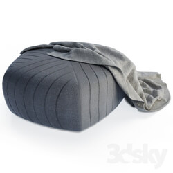 Sofa - Gray pouffe and blanket 