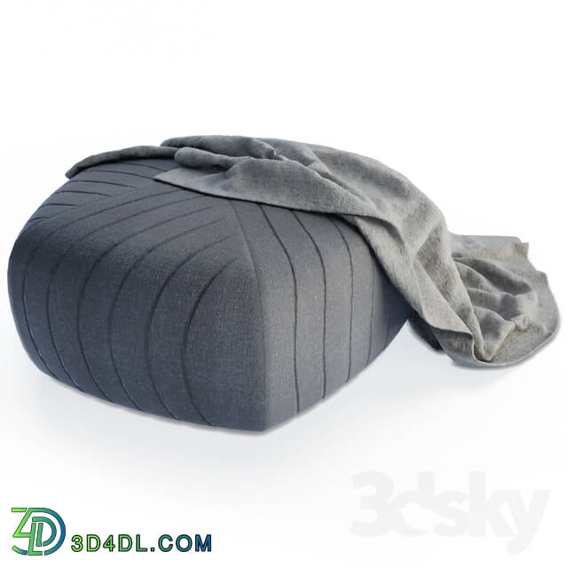 Sofa - Gray pouffe and blanket