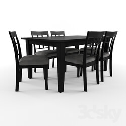 Table _ Chair - 7-Piece Wood Dining Set Black 