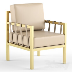 Arm chair - Club Chair _ Beige leather 
