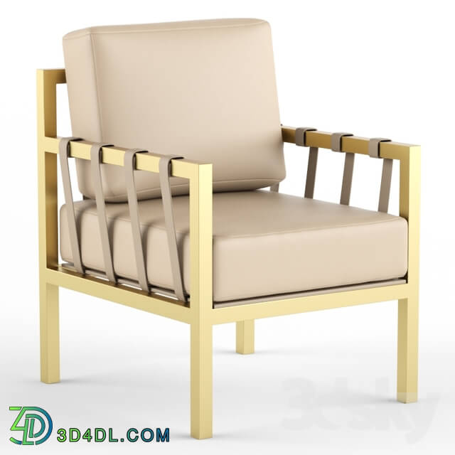 Arm chair - Club Chair _ Beige leather