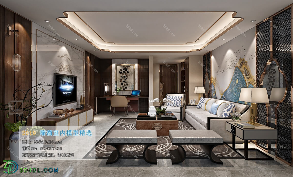 3D66 2019 Livingroom Chinese style (C010)