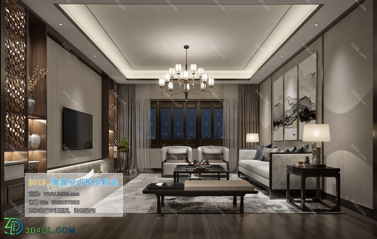 3D66 2019 Livingroom Chinese style (C014)