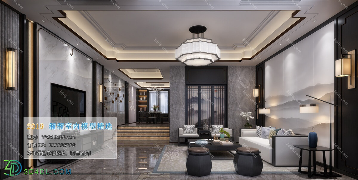 3D66 2019 Livingroom Chinese style (C026)
