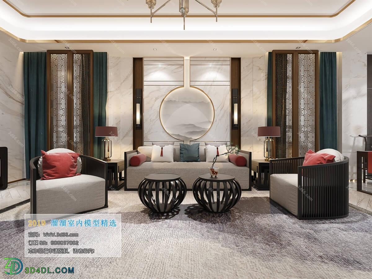 3D66 2019 Livingroom Chinese style (C044)